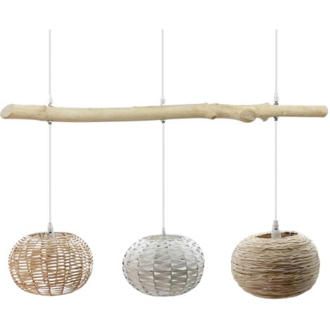 EFECTOLED Lampada a Sospensione Rattan e Legno Linfen Naturale