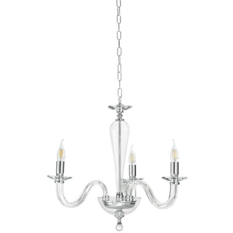 Lampada a sospensione RAVEL 3 luci in vetro lavorato a mano 60 cm CROMO