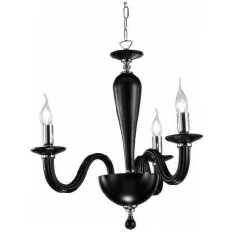 Lampada a sospensione RAVEL 3 luci in vetro lavorato a mano 60 cm NERO