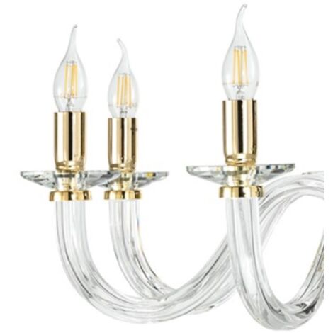 Lampada a sospensione RAVEL 3 luci in vetro lavorato a mano 60 cm ORO