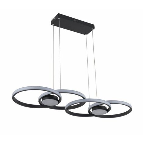 Lampada a sospensione Reality Audia anelli nera LED 48W