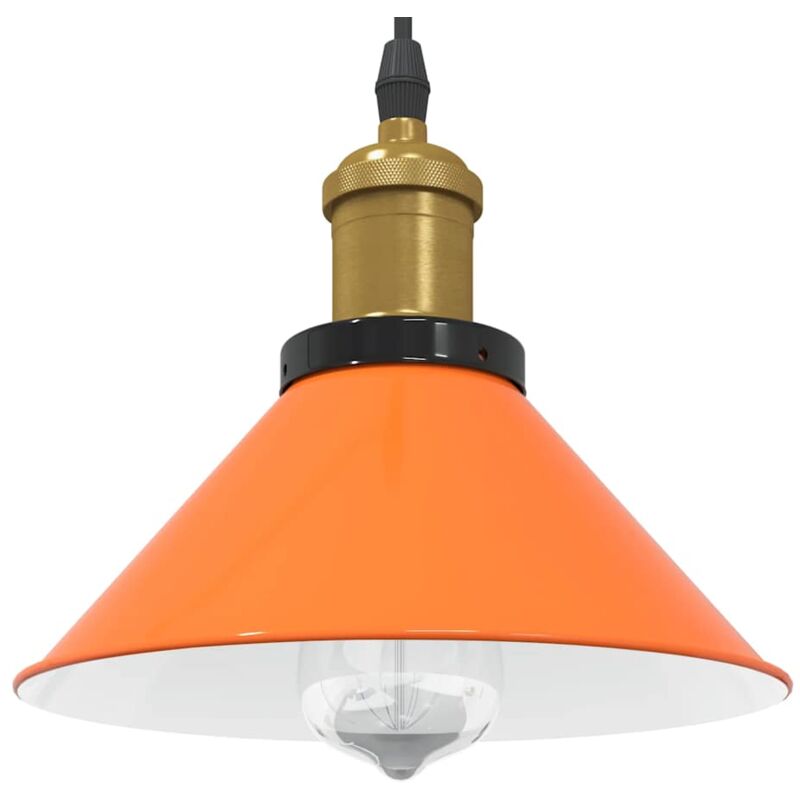 Image of Lampada Sospensione Regolabile E27 Arancio Lucido Ø22cm Metallo - Vidaxl