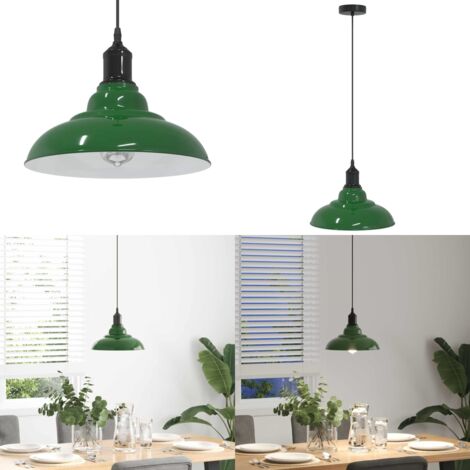 Lampada a Sospensione Regolabile E27 Verde Lucido Ø31cm Metallo - Lampada vintage - Illuminazione