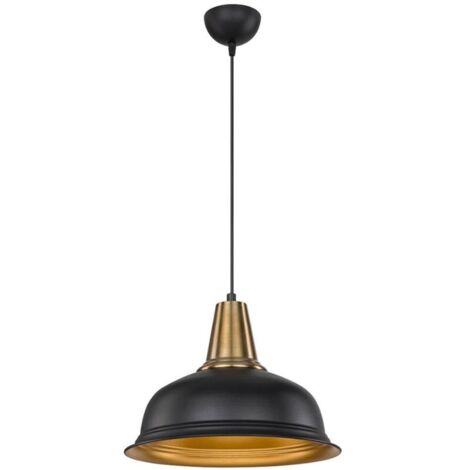 Lampada a sospensione Rena  metallo nero interno oro