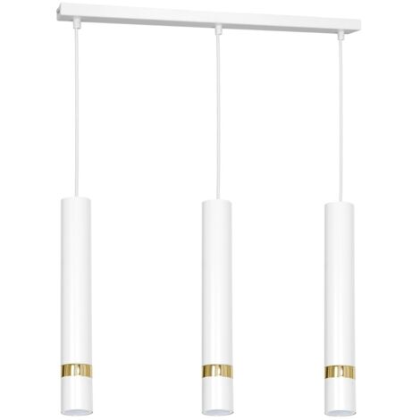 Lampada a sospensione Reno 3 tubi bianchi oro 60cm