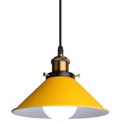 Lampada a Sospensione Retrò in Metallo, Lampada da Soffitto E27 Industriale Ferro, Ø 22cm, Giallo