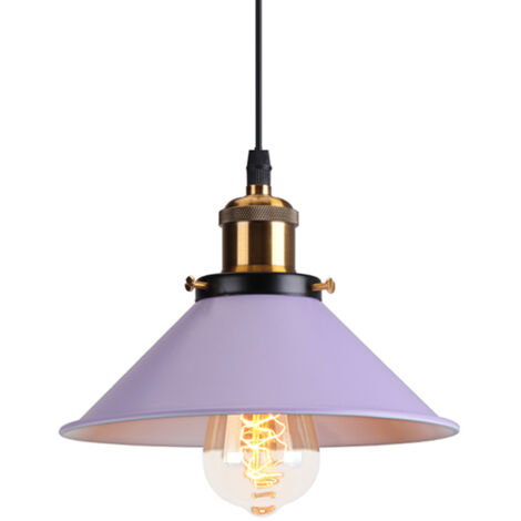 Lampada a Sospensione Retrò in Metallo, Lampada da Soffitto E27 Industriale Ferro, Ø 22cm, Viola chiaro