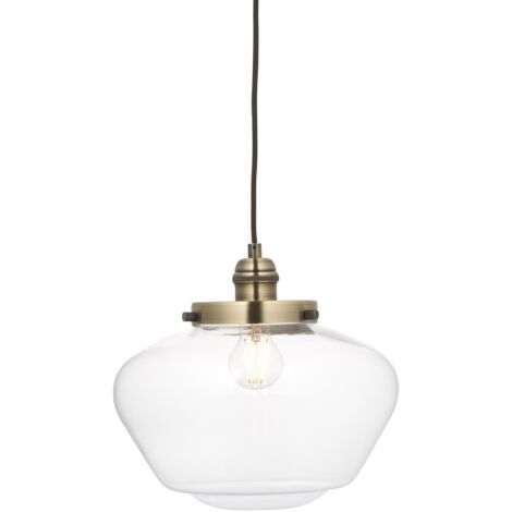 Lampada a sospensione retro ottone vetro E27 Camberley