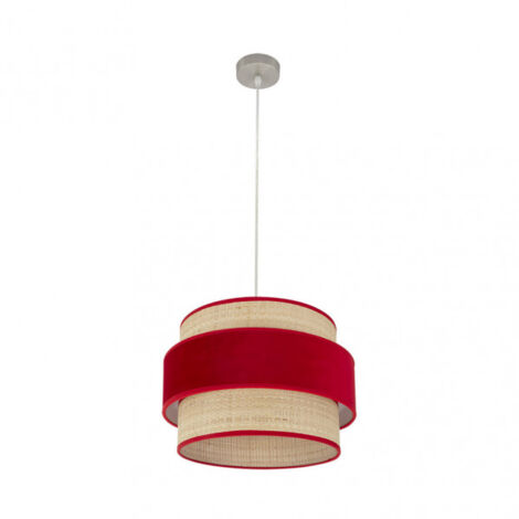 Lampada a sospensione Reyes 1xe27 nichel/rosso naturale regx40x40 cm