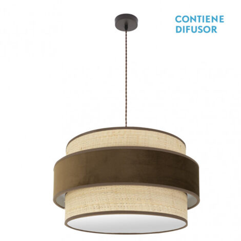 Lampada a sospensione Reyes 3xe27 marrone/naturale-marrone regx60x60 cm