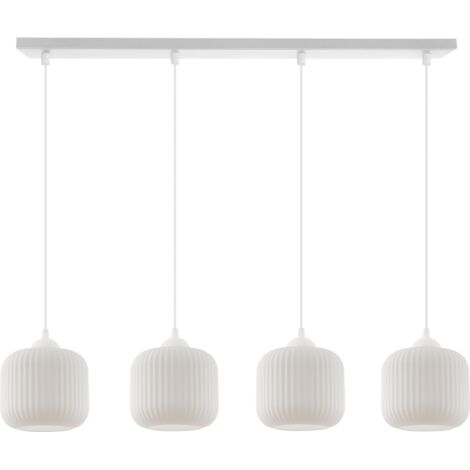LAMPADA A SOSPENSIONE RIFFLE BIANCA 4 PARALUME CILINDRICO BIANCO PIATTO E27