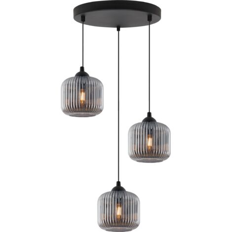 LAMPADA A SOSPENSIONE RIFFLE NERA 3 PARALUME GRAFITE PIATTO CILINDRO E27