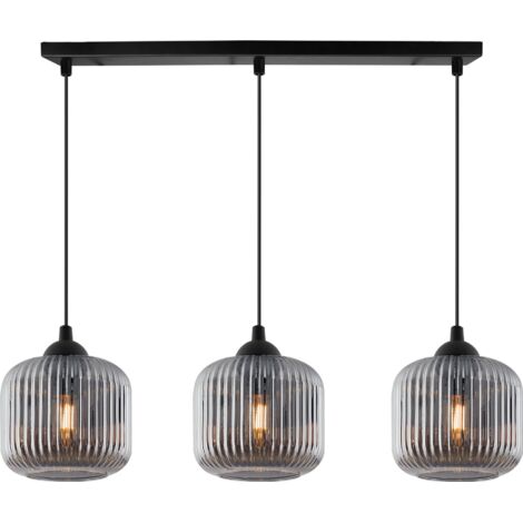 LAMPADA A SOSPENSIONE RIFFLE NERA 3 PARALUME GRAFITE PIATTO CILINDRO E27