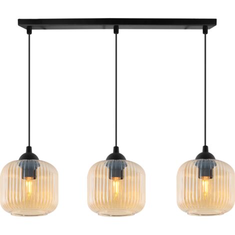 LAMPADA A SOSPENSIONE RIFFLE NERA 3 PARALUME MIELE PIATTO CILINDRO E27
