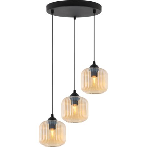 LAMPADA A SOSPENSIONE RIFFLE NERA 3 PARALUME MIELE PIATTO CILINDRO E27