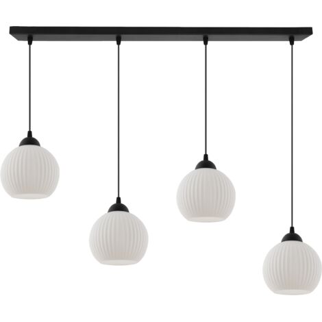 LAMPADA A SOSPENSIONE RIFFLE NERA 4 PARALUME BIANCO PIATTO SFERA E27