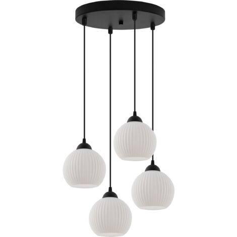 LAMPADA A SOSPENSIONE RIFFLE NERA 4 PARALUME BIANCO PIATTO SFERA E27