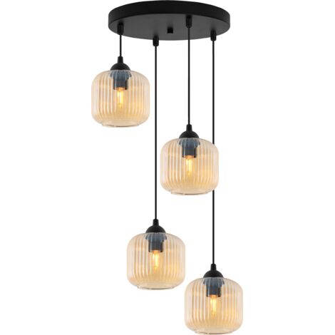 LAMPADA A SOSPENSIONE RIFFLE NERA 4 PARALUME MIELE PIATTO CILINDRO E27