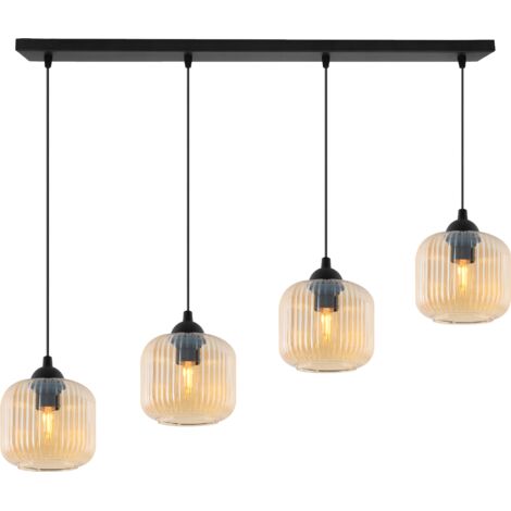 LAMPADA A SOSPENSIONE RIFFLE NERA 4 PARALUME MIELE PIATTO CILINDRO E27