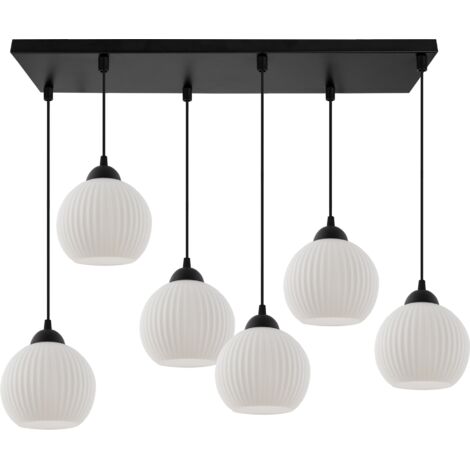 LAMPADA A SOSPENSIONE RIFFLE NERA 6 PARALUME BIANCO PIATTO SFERA E27
