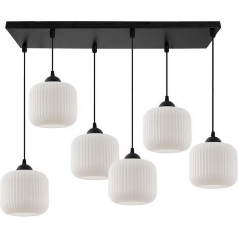 LAMPADA A SOSPENSIONE RIFFLE NERA 6 PARALUME CILINDRICO BIANCO PIATTO E27