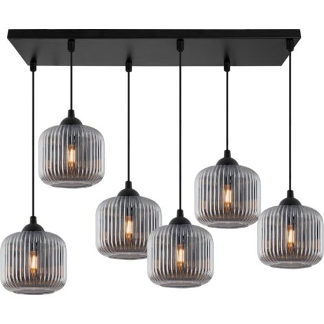LAMPADA A SOSPENSIONE RIFFLE NERA 6 PARALUME GRAFITE PIATTO CILINDRO E27