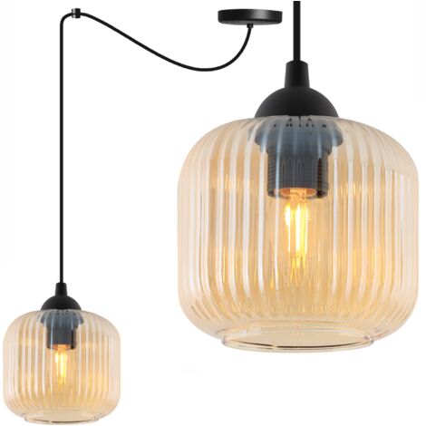 LAMPADA A SOSPENSIONE RIFFLE SPIDER NERA 1 PARALUME PIATTO MIELE CILINDRO E27