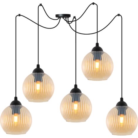 LAMPADA A SOSPENSIONE RIFFLE SPIDER NERA 5 LAMPADE A SFERA PIANA E27