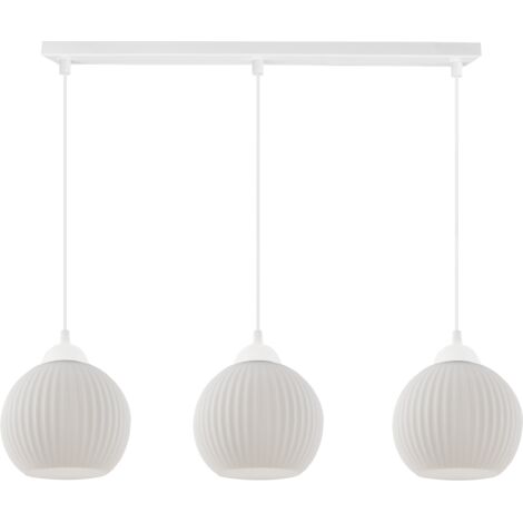 LAMPADA A SOSPENSIONE RIFFLE WHITE 3 SFERE PIATTE BIANCHE E27