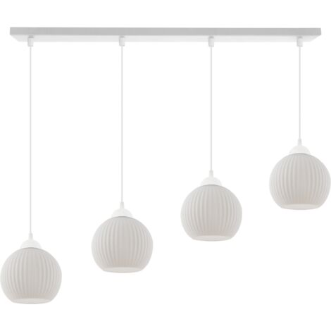 LAMPADA A SOSPENSIONE RIFFLE WHITE 4 SFERE PIATTE BIANCHE E27