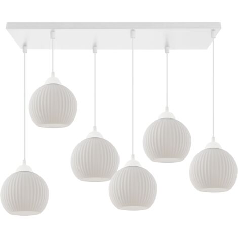 LAMPADA A SOSPENSIONE RIFFLE WHITE 6 SFERE PIATTE BIANCHE E27