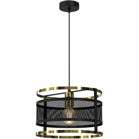 Lampada a sospensione Rim nera oro E27 Luminex Ø30