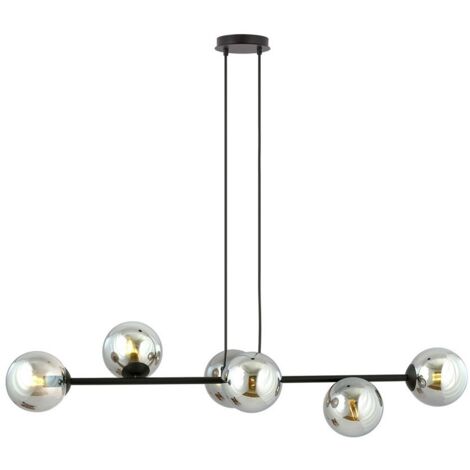 Lampada a Sospensione Rossi, Acciaio verniciato a polvere, Vetro, Nero, Grigio, 110x100x30 cm