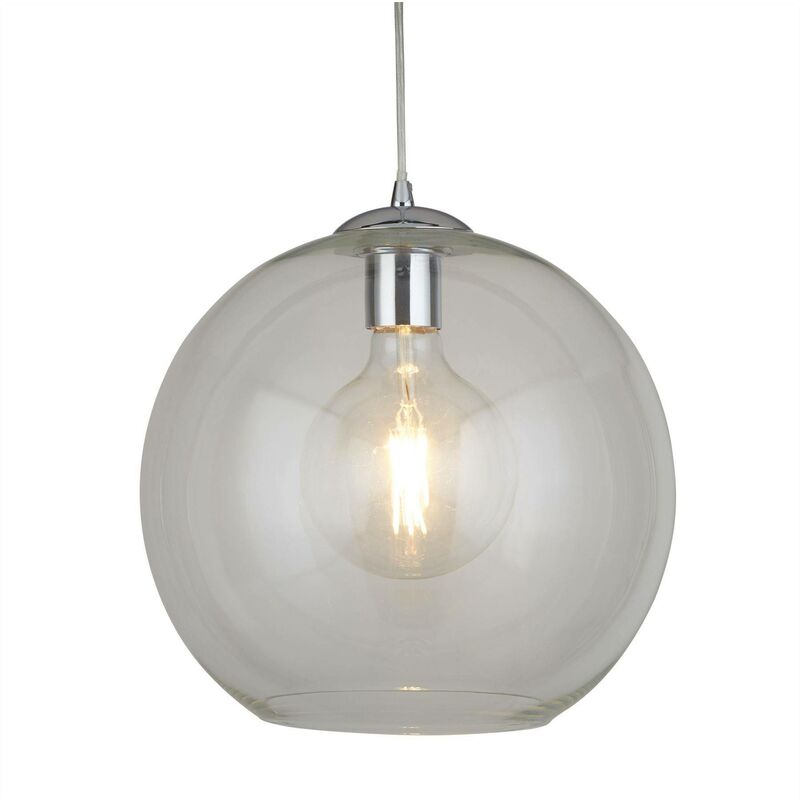 Image of Balls - Sospensione a soffitto a cupola a 1 luce Cromo, vetro trasparente, E27 - Searchlight