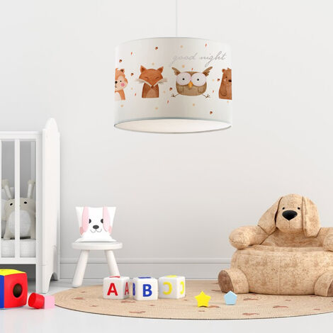 Lampada a Sospensione Rugby per Cameretta Paralume Bianco Design Animali della Foresta lux.pro