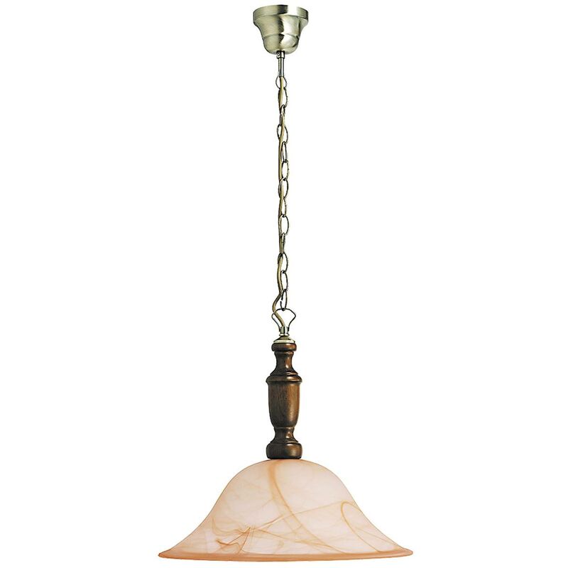 Image of Lampada a sospensione rustica 3 di metallo / vetro in legno bronzo / noce / marrone Ø40cm h: 40cm