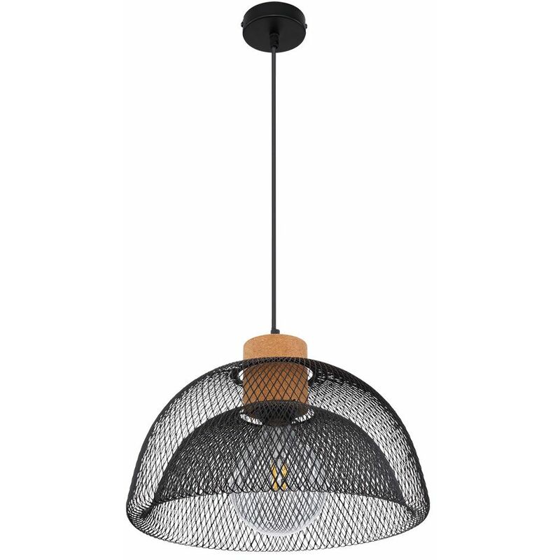 Image of Etc-shop - Lampada a pendolo sala da pranzo soffitto treccia lampada a sospensione griglia nera filamento di sughero in un set con lampadine a led
