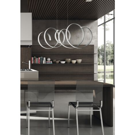 Lampada a sospensione SCIA a LED in metallo 100 cm con finitura Silver