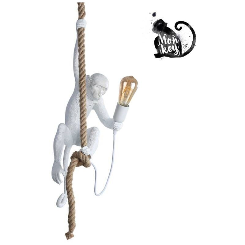 Image of Lampada scimmia a sospensione in resina Ximpa - Bianco
