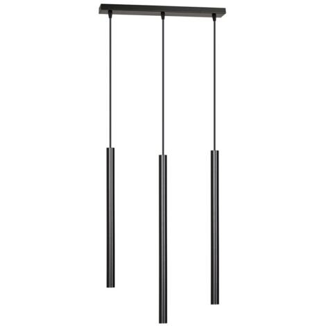 Lampada a Sospensione Selter, Acciaio verniciato a polvere, Nero, 45x120x6 cm