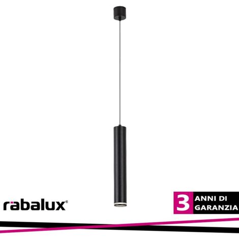 Lampada a sospensione SENOBIA GU10 1X max.5W alluminio nero, acrilico bianco H: 150cm Ø5,5cm dimmerabile