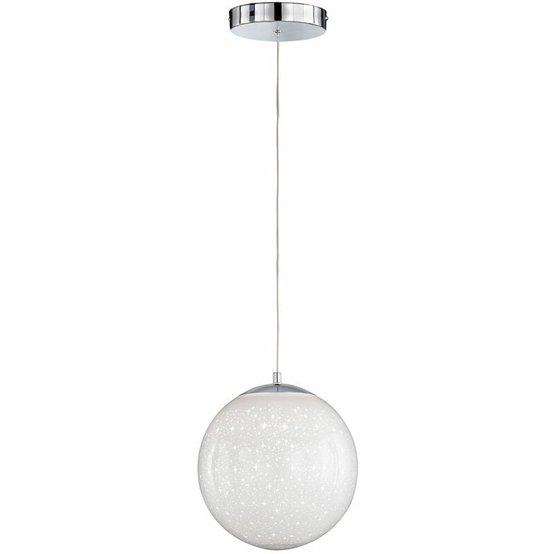 Image of Lampada a sospensione sfera di vetro Lampada a sospensione sfera di vetro Lampada a sfera a sospensione regolabile vetro metallo bianco argento, 1x