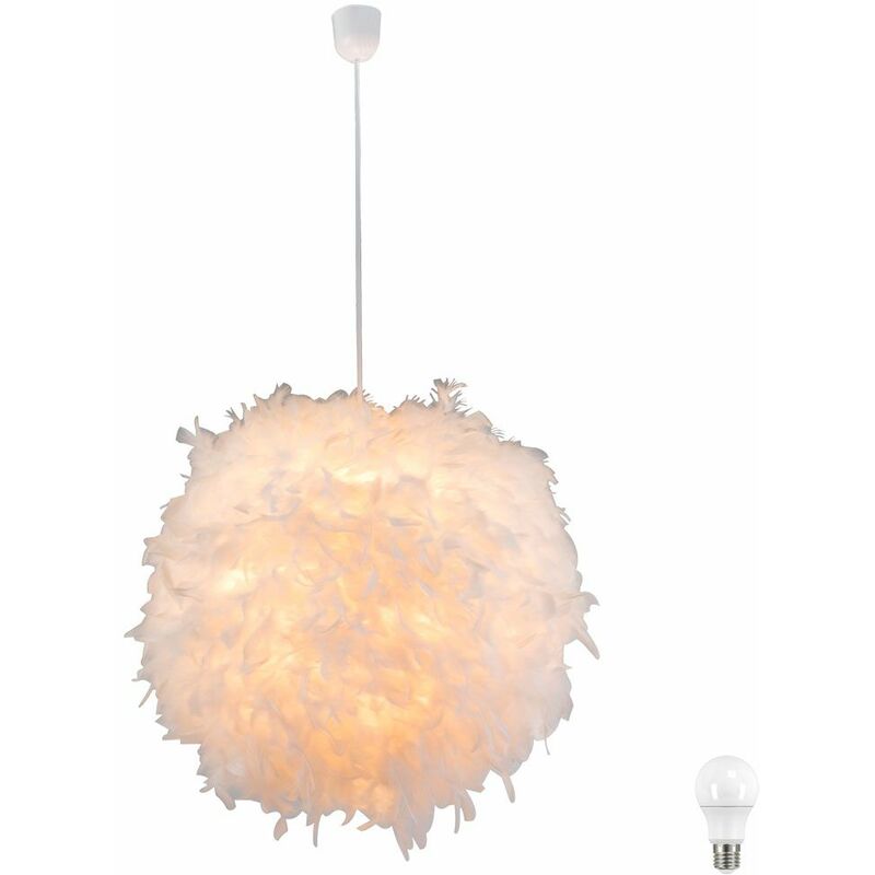 Image of Etc-shop - Lampada a sospensione lampada a sospensione lampada a sospensione lampada a piuma lampada da camera da letto soggiorno, piume bianche in