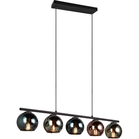 Lampada a sospensione Sheldon 5 luci E14 vetro multicolore