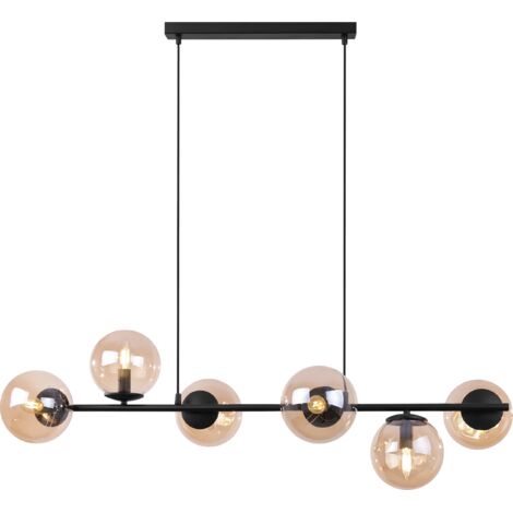 LAMPADA A SOSPENSIONE SIENA NERA 6 PARALUME MIELE PIATTO E14