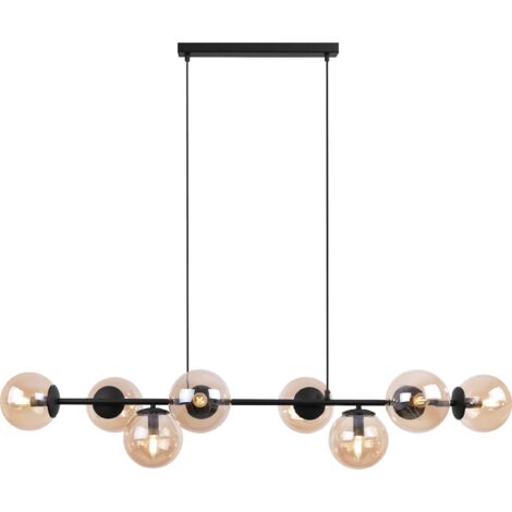 LAMPADA A SOSPENSIONE SIENA NERA 8 PARALUME MIELE PIATTO E14