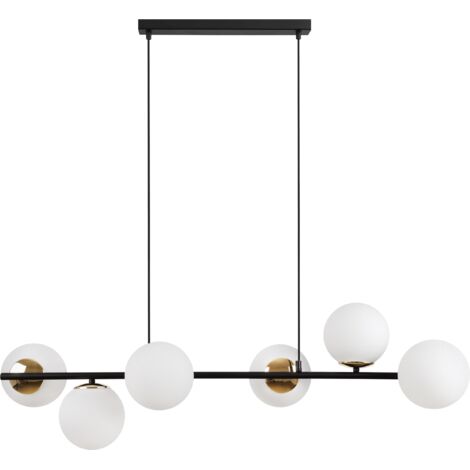 LAMPADA A SOSPENSIONE SIENA NERA E ORO 6 PARALUME BIANCO PIATTO E14