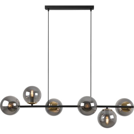 LAMPADA A SOSPENSIONE SIENA NERA E ORO 6 PARALUME GRAFITE PIATTO E14