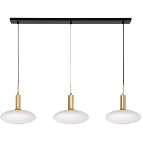 Lampada a sospensione Singala 3xE27 vetro bianco oro