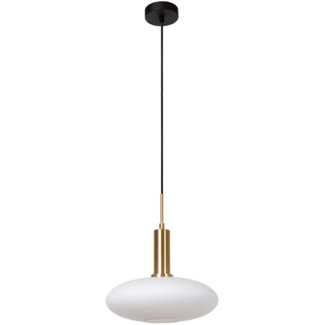 Lampada a sospensione Singala vetro bianco ottone E27